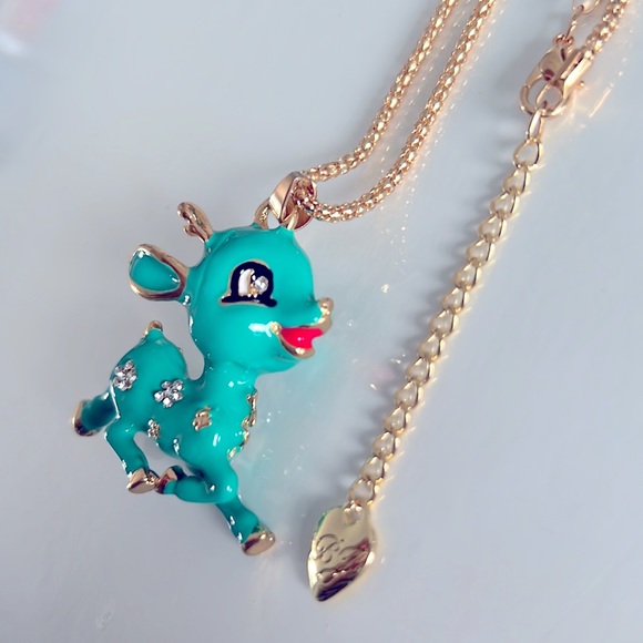 Betsey Johnson Style Necklace Multicolored Bambi Pendant Chain - Picture 6 of 11